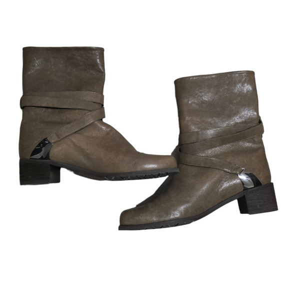 Stuart Weitzman Brown Mid Calf Rustic Boots size 9.5N 9.5 narrow - Picture 1 of 8